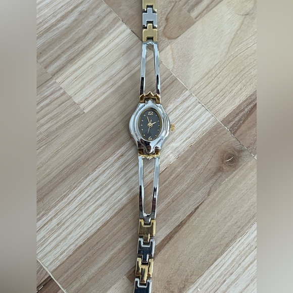 Rumours Ladies Watch Two Tone Bracelet Dark Gray Dial Gold Hands Markers - Picture 4 of 12